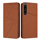 For Sony Xperia 1 IV Strong Magnetic Frosted Flip Leather Phone Case(Coffee Color) - 1