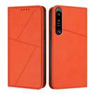 For Sony Xperia 1 IV Strong Magnetic Frosted Flip Leather Phone Case(Orange) - 1