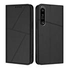For Sony Xperia 1 IV Strong Magnetic Frosted Flip Leather Phone Case(Black) - 1