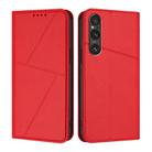 For Sony Xperia 1 V Strong Magnetic Frosted Flip Leather Phone Case(Red) - 1