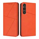 For Sony Xperia 1 V Strong Magnetic Frosted Flip Leather Phone Case(Orange) - 1