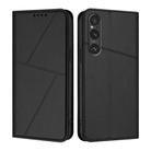 For Sony Xperia 1 V Strong Magnetic Frosted Flip Leather Phone Case(Black) - 1