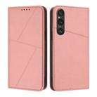 For Sony Xperia 1 V Strong Magnetic Frosted Flip Leather Phone Case(Pink) - 1