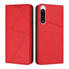 For Sony Xperia 5 IV Strong Magnetic Frosted Flip Leather Phone Case(Red) - 1