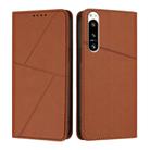 For Sony Xperia 5 IV Strong Magnetic Frosted Flip Leather Phone Case(Coffee Color) - 1