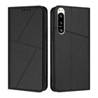 For Sony Xperia 5 IV Strong Magnetic Frosted Flip Leather Phone Case(Black) - 1