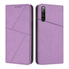 For Sony Xperia 10 IV Strong Magnetic Frosted Flip Leather Phone Case(Light Purple) - 1