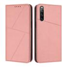 For Sony Xperia 10 IV Strong Magnetic Frosted Flip Leather Phone Case(Pink) - 1