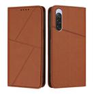 For Sony Xperia 10 V Strong Magnetic Frosted Flip Leather Phone Case(Coffee Color) - 1