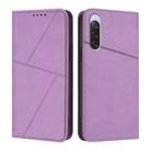 For Sony Xperia 10 V Strong Magnetic Frosted Flip Leather Phone Case(Light Purple) - 1