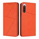 For Sony Xperia 10 V Strong Magnetic Frosted Flip Leather Phone Case(Orange) - 1