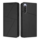 For Sony Xperia 10 V Strong Magnetic Frosted Flip Leather Phone Case(Black) - 1