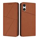 For Sony Xperia 10 VI Strong Magnetic Frosted Flip Leather Phone Case(Coffee Color) - 1