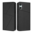 For Sony Xperia 10 VI Strong Magnetic Frosted Flip Leather Phone Case(Black) - 1