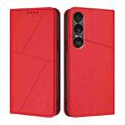 For Sony Xperia 1 VII Strong Magnetic Frosted Flip Leather Phone Case(Red) - 1