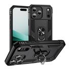 For iPhone 17 Air Shockproof TPU Hybrid PC Phone Case with Holder(Black) - 1