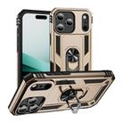 For iPhone 17 Air Shockproof TPU Hybrid PC Phone Case with Holder(Gold) - 1