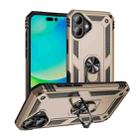For iPhone 17 Shockproof TPU Hybrid PC Phone Case with Holder(Gold) - 1