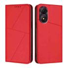 For ZTE Blade A34 Strong Magnetic Frosted Flip Leather Phone Case(Red) - 1