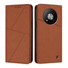 For ZTE Blade A73 5G Strong Magnetic Frosted Flip Leather Phone Case(Coffee Color) - 1