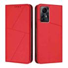 For ZTE Blade V41 Smart Strong Magnetic Frosted Flip Leather Phone Case(Red) - 1