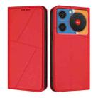 For ZTE nubia Music Strong Magnetic Frosted Flip Leather Phone Case(Red) - 1