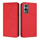 For OnePlus 9 Pro Strong Magnetic Frosted Flip Leather Phone Case(Red) - 1