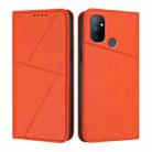 For OnePlus Nord N100 4G Strong Magnetic Frosted Flip Leather Phone Case(Orange) - 1