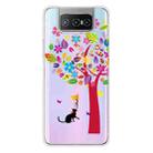 For Asus Zenfone 7 ZS670KS Shockproof Painted Transparent TPU Protective Case(Tree Cat) - 1