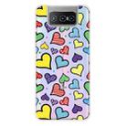 For Asus Zenfone 7 ZS670KS Shockproof Painted Transparent TPU Protective Case(Hearts) - 1