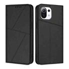 For Xiaomi Mi 11 Lite Strong Magnetic Frosted Flip Leather Phone Case(Black) - 1
