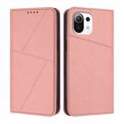 For Xiaomi Mi 11 Lite Strong Magnetic Frosted Flip Leather Phone Case(Pink) - 1