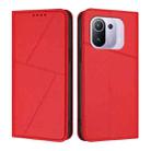 For Xiaomi Mi 11 Pro Strong Magnetic Frosted Flip Leather Phone Case(Red) - 1