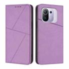 For Xiaomi Mi 11 Pro Strong Magnetic Frosted Flip Leather Phone Case(Light Purple) - 1