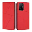 For Xiaomi 11T Strong Magnetic Frosted Flip Leather Phone Case(Red) - 1