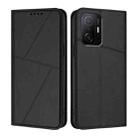 For Xiaomi 11T Strong Magnetic Frosted Flip Leather Phone Case(Black) - 1