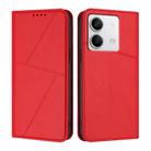 For Redmi Note 13 5G Strong Magnetic Frosted Flip Leather Phone Case(Red) - 1