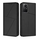 For Redmi Note 12S Strong Magnetic Frosted Flip Leather Phone Case(Black) - 1