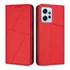 For Redmi Note 12 4G Global Strong Magnetic Frosted Flip Leather Phone Case(Red) - 1