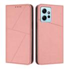 For Redmi Note 12 4G Global Strong Magnetic Frosted Flip Leather Phone Case(Pink) - 1