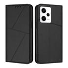 For Redmi Note 12 Pro 5G Global Strong Magnetic Frosted Flip Leather Phone Case(Black) - 1