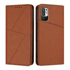 For Redmi 10 Strong Magnetic Frosted Flip Leather Phone Case(Coffee Color) - 1