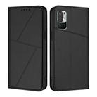 For Redmi 10 Strong Magnetic Frosted Flip Leather Phone Case(Black) - 1