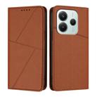 For Redmi Note 14 4G 164.84mm Strong Magnetic Frosted Flip Leather Phone Case(Coffee Color) - 1