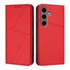For Samsung Galaxy S25+ 5G / S24+ 5G Strong Magnetic Frosted Flip Leather Phone Case(Red) - 1