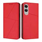 For Samsung Galaxy S25 Edge 5G Strong Magnetic Frosted Flip Leather Phone Case(Red) - 1