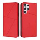 For Samsung Galaxy S22 Ultra 5G Strong Magnetic Frosted Flip Leather Phone Case(Red) - 1