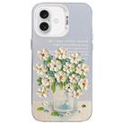 For iPhone 16 Flower Series Color Silver TPU Hybrid PC Phone Case(Daisy CW120) - 1