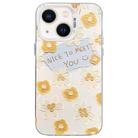 For iPhone 14 Plus Flower Series Color Silver TPU Hybrid PC Phone Case(Small Yellow Flowers CW122) - 1
