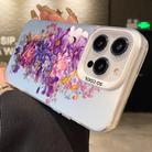 For iPhone 14 Flower Series Color Silver TPU Hybrid PC Phone Case(Purple Flowers CW116) - 2